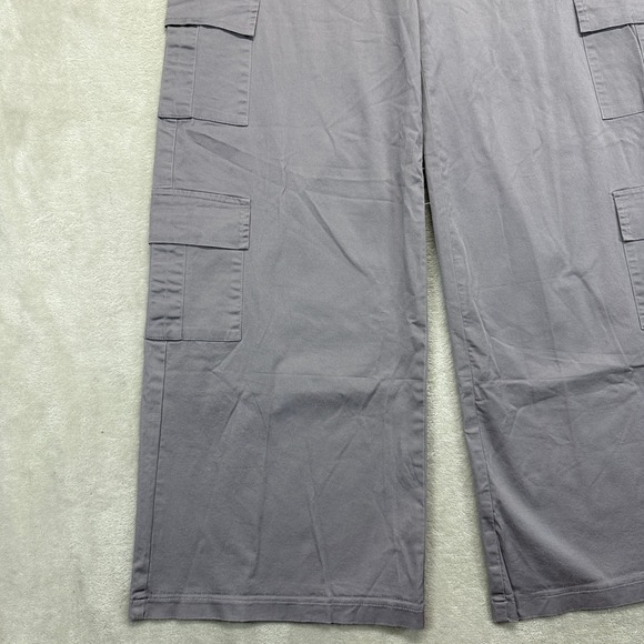 Edikted Pants Women's Small Gray Cargo Wide Leg Zip Pockets Button Fly Trousers - Picture 4 of 16